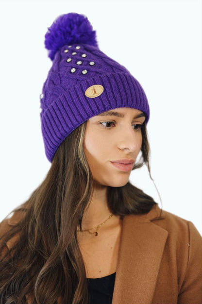 H00423 Glitter Pom Hat Purple