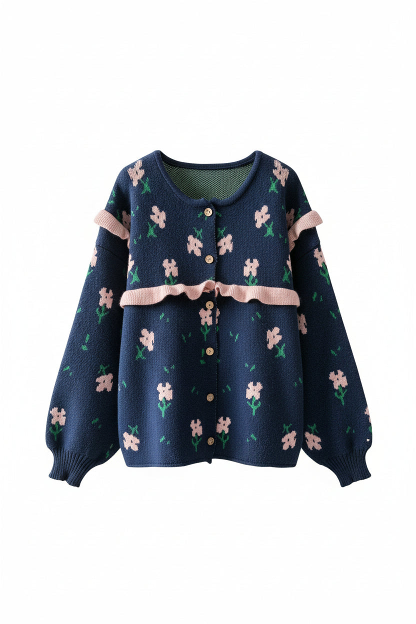 Cg0022 Navy Pink Flowers