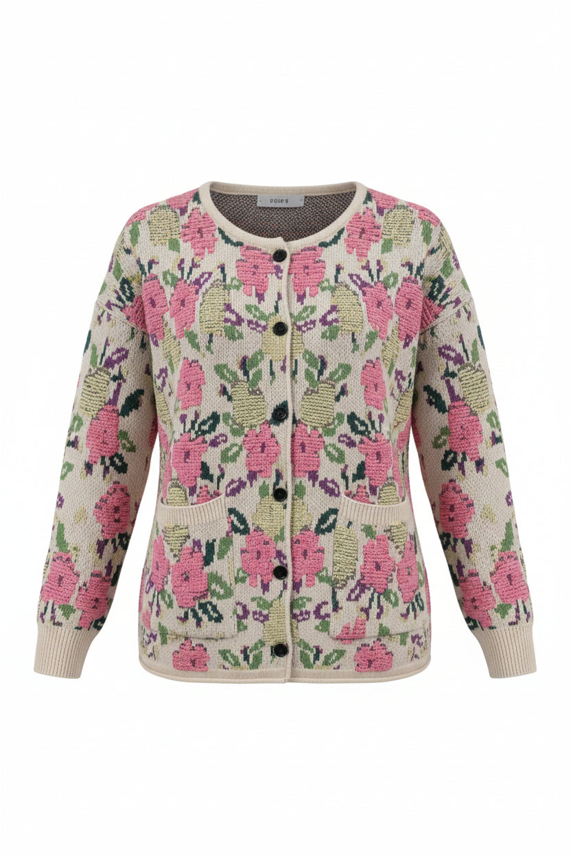 Cg1012 Beige Pink Flowers