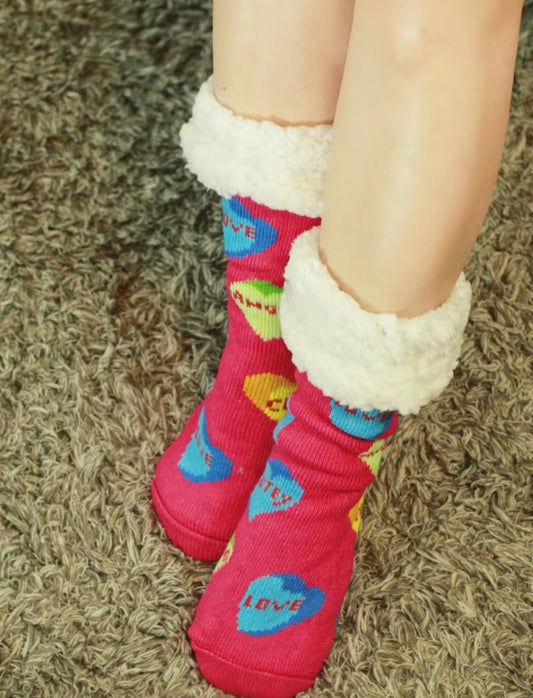 Love Hearts Adult Slipper Socks