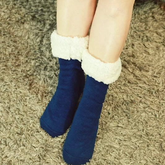 Navy Blue Adult Slipper Socks