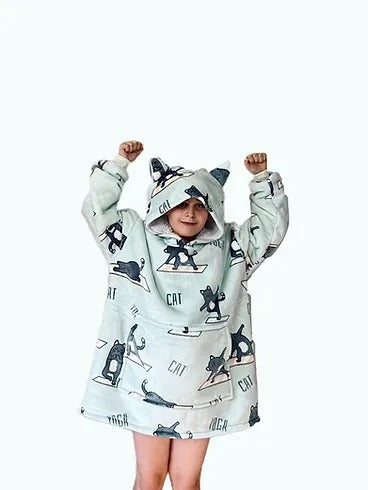 Yoga Cats Hoodie Blanket (Youth)
